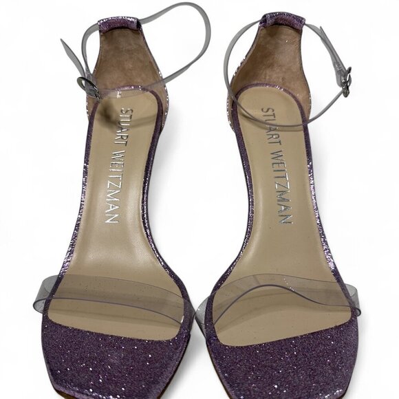 Stuart Weitzman Glitter Lilac High Heel PVC Sandal sz 8 NWOT - Picture 6 of 13